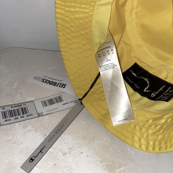 Rick Owens x Champion Yellow Nylon Bucket 🪣 hat Men’s Large - Picture 2 of 5